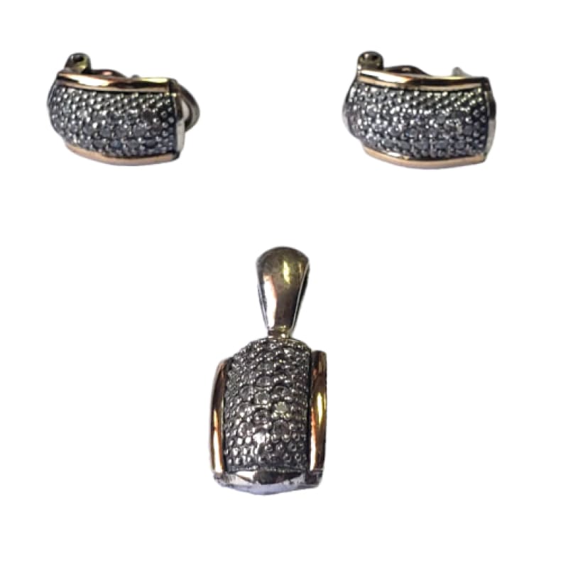 Conjunto Aros y Dije de plata, oro y piedras - Perfumisimo